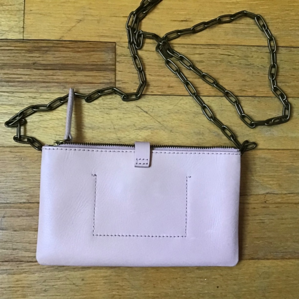 NWT Madewell The Transport Accordion Crossbody Leather Chain Bag pink - Picture 2 of 4